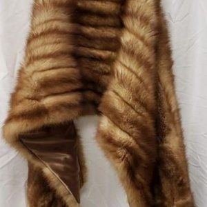 Tan Real Fur Shawl, Stole, Throw
